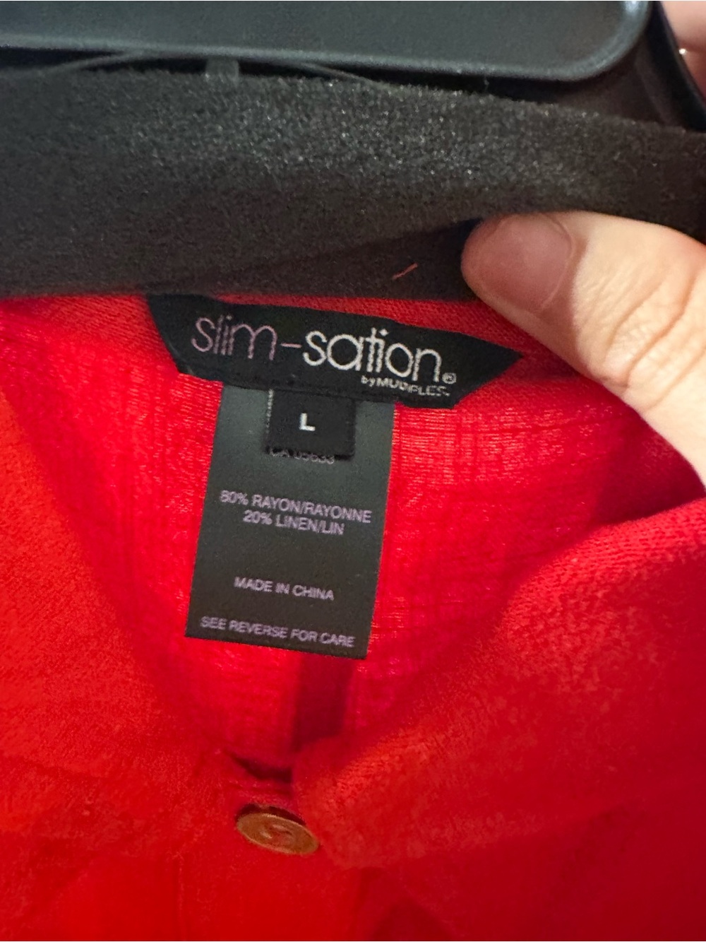 Bright Red Button-Front Ruffle Sleeve Top - Picture 5 of 7